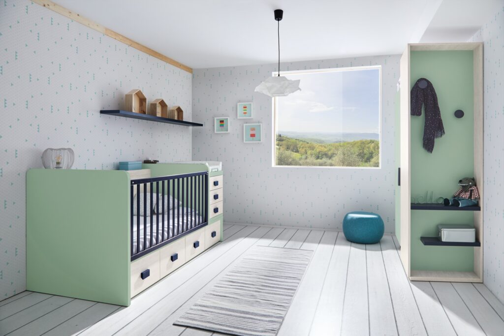 Composición 74 colección Sonríe habitación con cuna